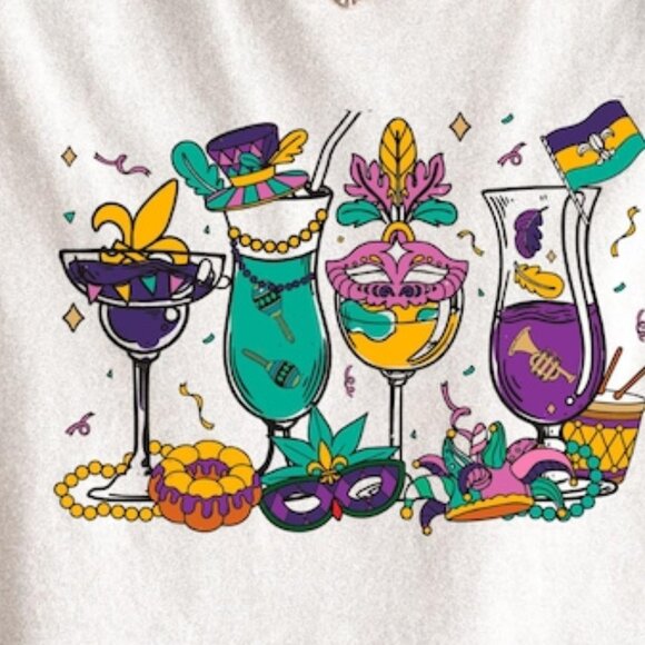 Mardi Gras Cocktails Shirt, New Party Tee - Picture 2 of 3